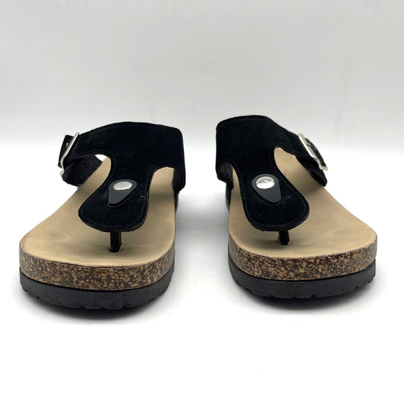 Bamboo Black Faux Suede Platform Thong Flip Flop Sandals Women's Size 7.5 38 - Picture 7 of 16